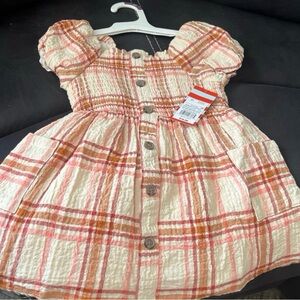 Plaid Puff Sleeve Kids Dress